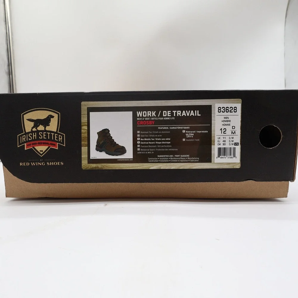 Irish Setter Boots Mens 12 D Crosby Leather Waterproof Safety Toe 83628 NIB